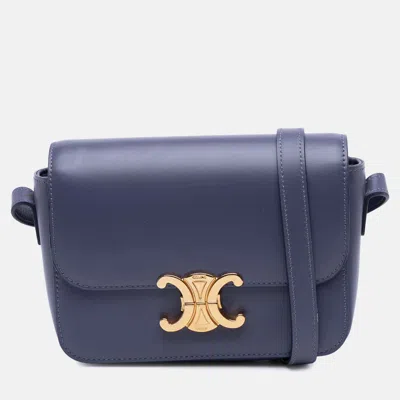 Pre-owned Celine Purple Teen Shiny Calfskin Triomphe Crossbody