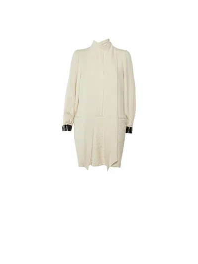Pre-owned Celine Pussy-bow Mini Dress In Neutral