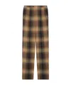 Celine Wide-leg Pleated Checked Wool-flannel Trousers In Animal Print