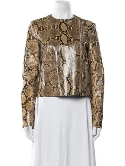 Pre-owned Celine Python Animal Print Biker Jacket In Multi