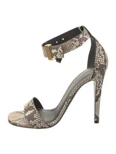 Pre-owned Celine Python Animal Print Sandals In Brown