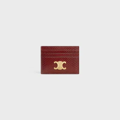 Celine Triomphe Python Skin Card Holder In Brown