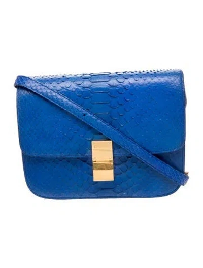 Pre-owned Celine Python Classic Medium In Blue