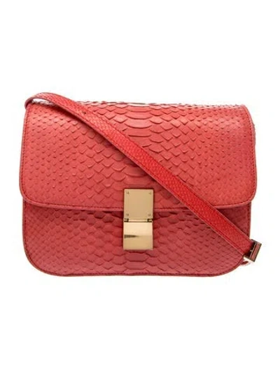 Pre-owned Celine Python Classic Medium In Pink