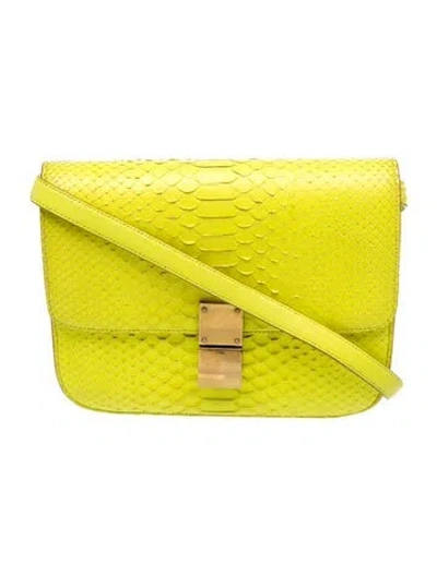 Pre-owned Celine Python Crossbody Bag Medium In Yellow