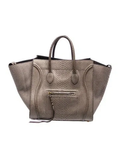 Pre-owned Celine Python Luggage Mini In Gray