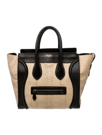 Pre-owned Celine Python Luggage Mini In Neutral