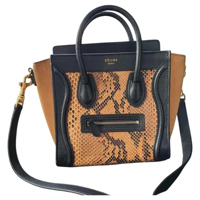 Pre-owned Celine Python Suede Nano Tri Color Bag In Black