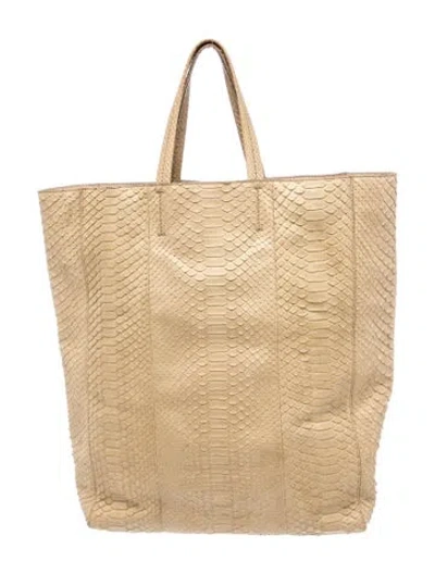 Pre-owned Celine Python Vertical Cabas In Neutral