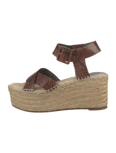 Pre-owned Celine Python Whipstitch Trim Espadrilles In Neutrals