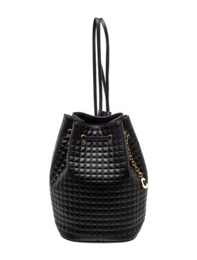 Pre-owned Celine Quilted C Charm Bag In Black