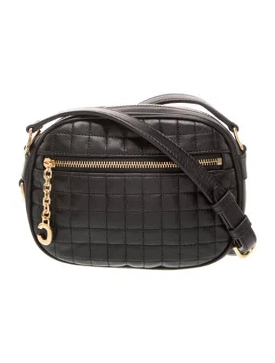 Pre-owned Celine Quilted C Charm Bag Small In Black