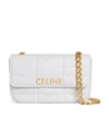 Celine Quilted Chain Shoulder Bag In White
