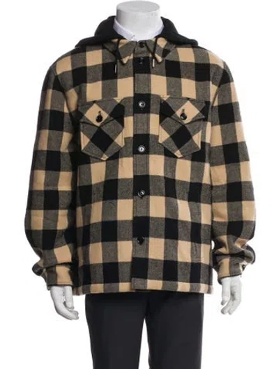 Pre-owned Celine Quilted Flannel Shirt Wool Trucker Jacket In Neutral