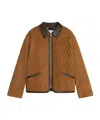 Celine Quilted Jacket In Suede In Brown