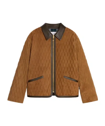 Celine Quilted Jacket In Suede In Multi