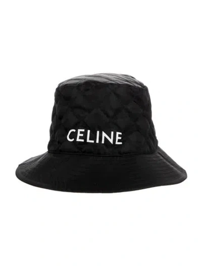 Pre-owned Celine Quilted Logo Bucket Hat In Black