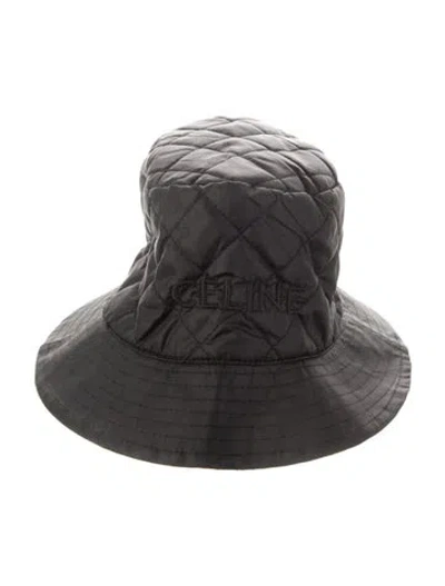 Pre-owned Celine Quilted Nylon Bucket Hat In Black