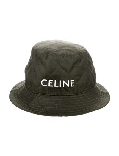 Pre-owned Celine Quilted Nylon Bucket Hat In Green