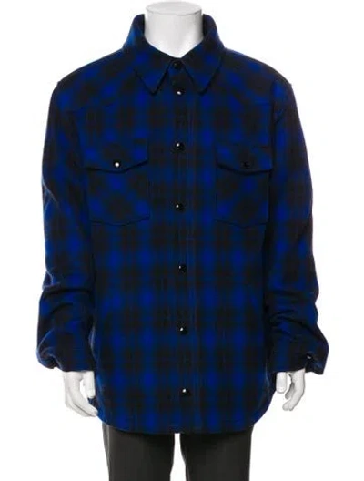 Pre-owned Celine Quilted Wool Trucker Jacket In Blue