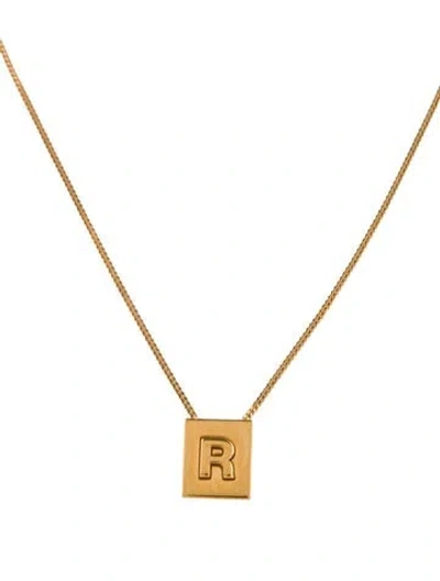 Pre-owned Celine "r" Alphabet Pendant Necklace, 15.75" In Multicolor