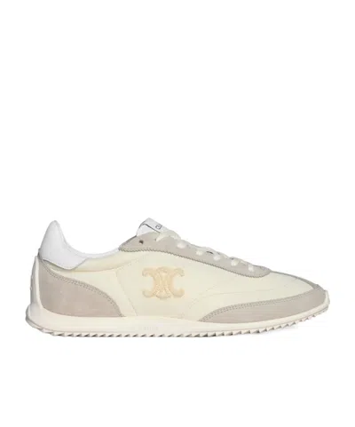 Celine Racer - Low Top Sneaker With Triomphe In Nylon, Suede Calfskin And Calfskin In Black