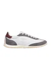 Celine Racer Low Lace-up Sneaker With Triomphe In Nylon, Suede Calfskin And Calfskin In White