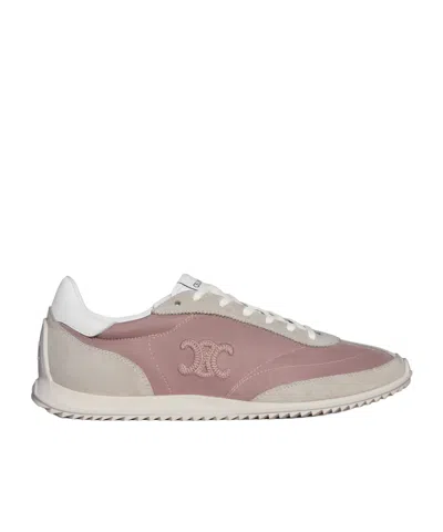 Celine Racer Low Top Sneaker In Nylon, Suede Calfskin And Calfskin In Gray