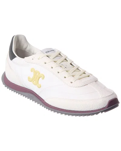 Celine Racer Nylon & Suede Sneaker In White