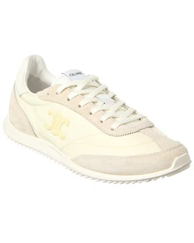 Celine Racer Nylon & Suede Sneaker In White