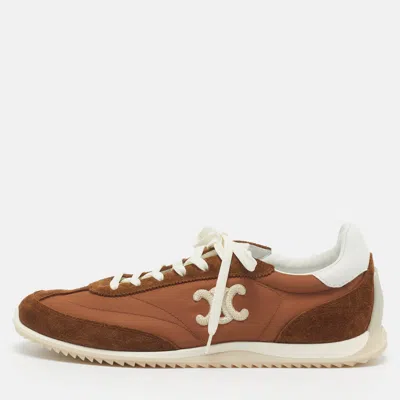 Pre-owned Celine Racer Size 38 Brown Nylon And Suede Low Top Sneakers