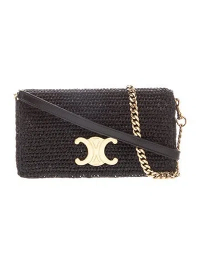 Pre-owned Celine Raffia Multipochette In Black
