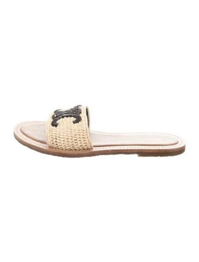 Pre-owned Celine Raffia Slides In Multi