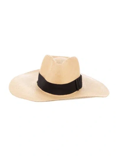 Pre-owned Celine Raffia Wide Brimmed Hat In Neutral