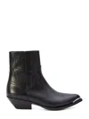 Celine Men Leon Zipped Boot With Metal Toe In Shiny Calfskin In Black