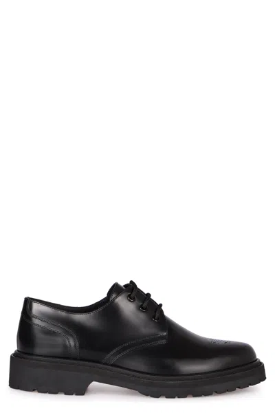 Celine Rangers Leather Lace-up Derby Shoes In Black
