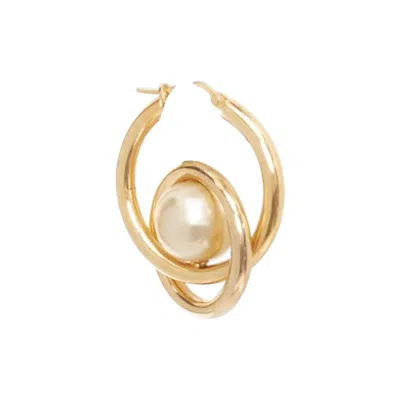 Pre-owned Celine Rare Old  Phoebe Philo 2018 Spiral Double Faux Pearl Hoop Pin Earring Pair In Multi