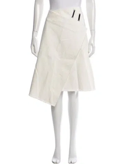 Pre-owned Celine Raw-edge Trim Midi Length Skirt In Neutrals