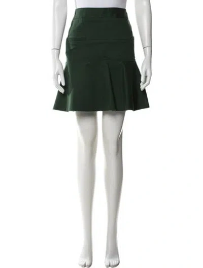 Pre-owned Celine Raw-edge Trim Mini Skirt In Green