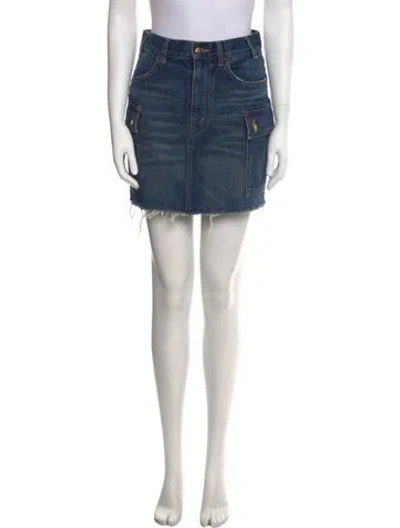 Pre-owned Celine Raw-edge Trim Mini Skirt W/ Tags In Blue