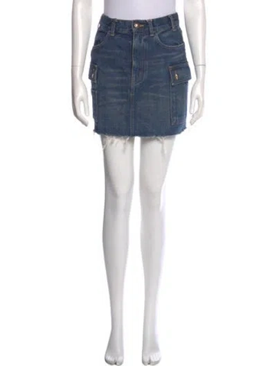 Pre-owned Celine Raw-edge Trim Mini Skirt W/ Tags In Blue