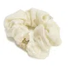Celine Rayure Scrunchy In Gold & White In White/gold Tone