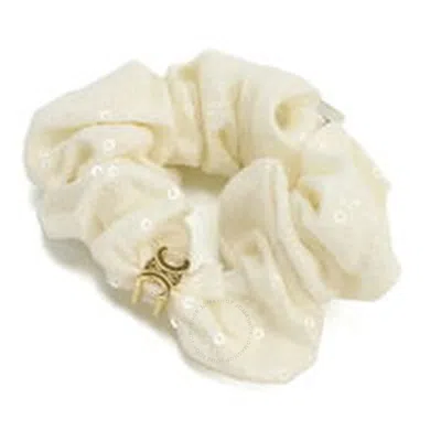 Celine Rayure Scrunchy In Gold & White In Neutral