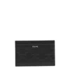 Celine Men Triomphe Coated Canvas And Leather Card Holder In Black