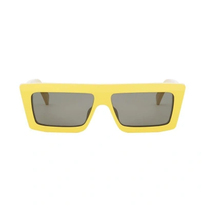 Celine Rectangular Frame Sunglasses In Shiny Yellow / Smoke