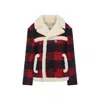 Celine Red And Black Caban Shearling Wool Jacket In Red