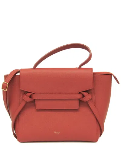 Pre-owned Celine Red Brown Leather Handbag (authentic Pre-loved)