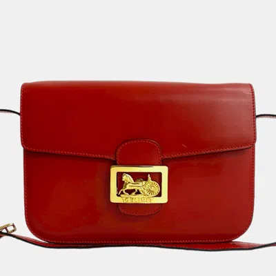 Pre-owned Celine Red Calfskin Horse Carriage Crossbody