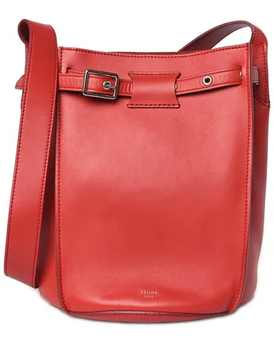 Celine Red Calfskin Leather Smooth Long Strap Big Bucket Bag (authentic Pre-  Loved)