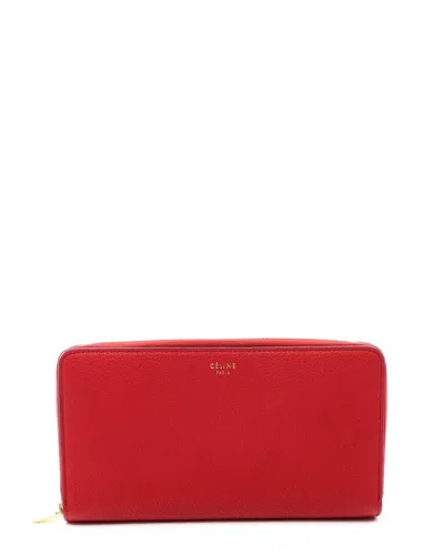 Pre-owned Celine Red Calfskin Round Long Wallet (authentic Pre-loved)